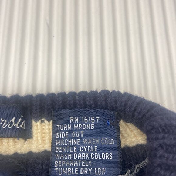 Vintage Salty Dog Mens Golf Sweater Size Large Argyle Hand Knit Navy Gant Preppy - Picture 6 of 8